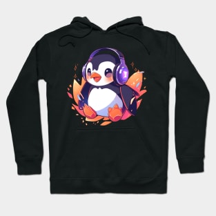 Cold Penguin With Headphones Hoodie